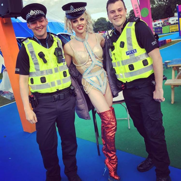 Courtney with the police